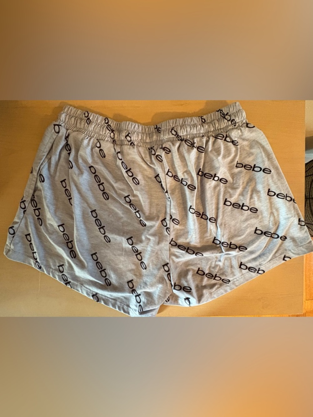 bebe Gray Pajama Shorts with Black Logo Print - Picture 2 of 5
